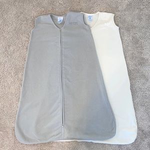 2 Halo SleepSacks (size L, 12-18mo, 22-28lbs) - gray & cream micro fleece
